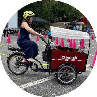 Woman with pedal cart