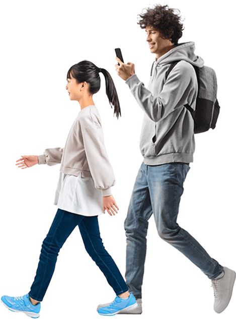 boy and girl walking