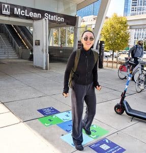 Person on Tysons hopscotch near McLean Station